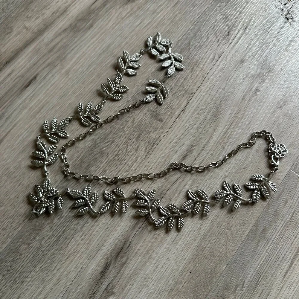 Silver Tone Leaf Waist Chain Belt Belly Jewelry One Size OS